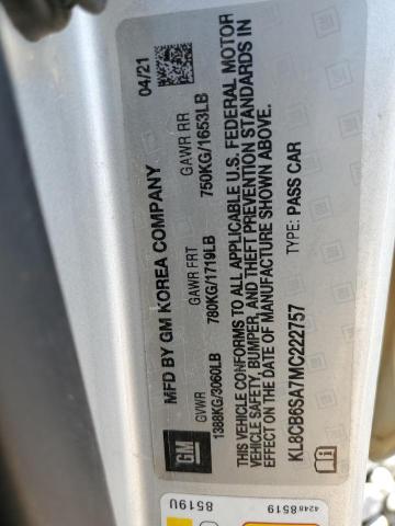 KL8CB6SA7MC222757 - 2021 CHEVROLET SPARK LS SILVER photo 12