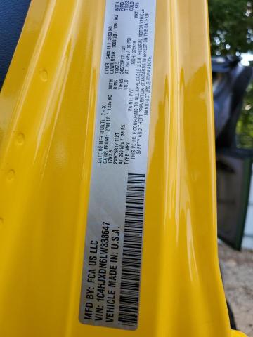 1C4HJXDN6LW338647 - 2020 JEEP WRANGLER U SPORT YELLOW photo 12