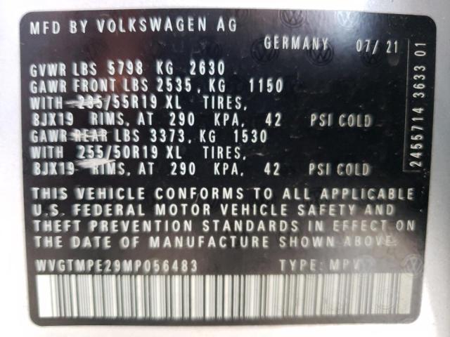 WVGTMPE29MP056483 - 2021 VOLKSWAGEN ID.4 PRO S ვერცხლისფერი ფოტო 14