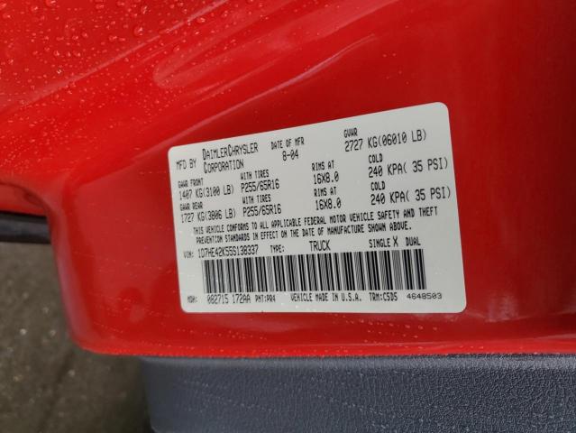 1D7HE42K55S138337 - 2005 DODGE DAKOTA SLT RED photo 12