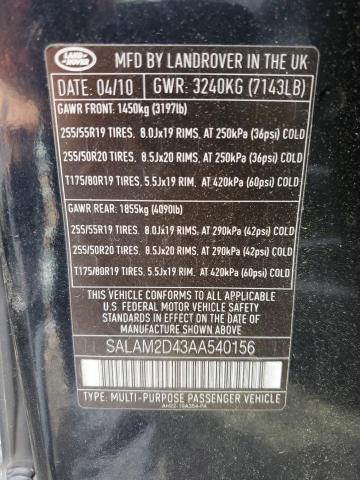 SALAM2D43AA540156 - 2010 LAND ROVER LR4 HSE PLUS BLACK photo 14