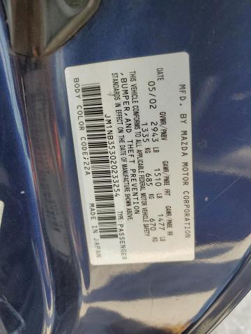 JM1NB353020233254 - 2002 MAZDA MX-5 MIATA BASE BLUE photo 12