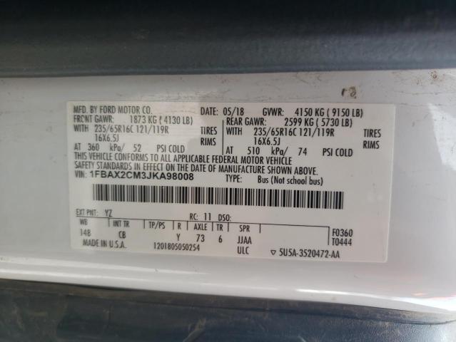 1FBAX2CM3JKA98008 - 2018 FORD TRANSIT T-350 Ağ foto 13