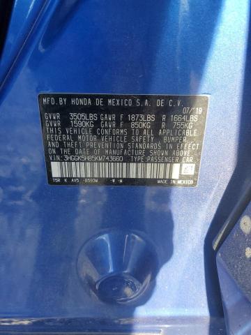 3HGGK5H85KM743660 - 2019 HONDA FIT EX Niebieski zdjęcie 13