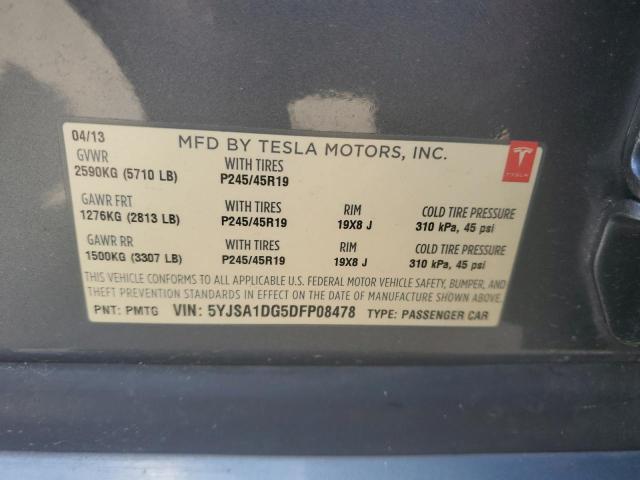 5YJSA1DG5DFP08478 - 2013 TESLA MODEL S GRAY photo 12