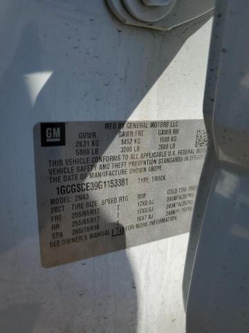 1GCGSCE39G1153381 - 2016 CHEVROLET COLORADO LT WHITE photo 13