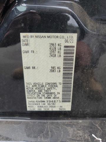 1N4BL4DV8MN394875 - 2021 NISSAN ALTIMA SV BLACK photo 12