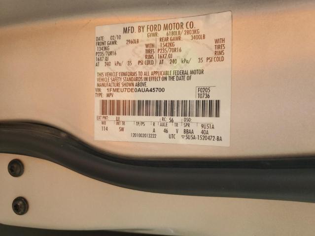 1FMEU7DE0AUA45700 - 2010 FORD EXPLORER XLT SILVER photo 13