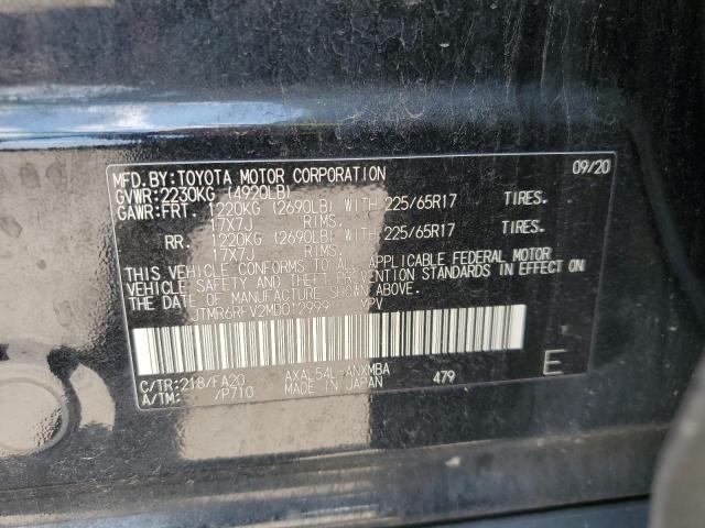 JTMR6RFV2MD012999 - 2021 TOYOTA RAV4 XLE BLACK photo 13