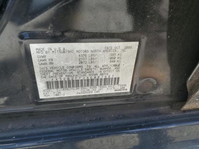 4A32B2FF2AE007687 - 2010 MITSUBISHI GALANT FE BLACK photo 12