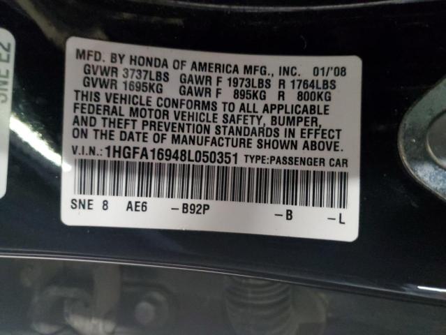 1HGFA16948L050351 - 2008 HONDA CIVIC EXL 蓝色 照片 12