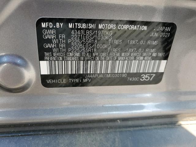 JA4APUAU1MU030190 - 2021 MITSUBISHI OUTLANDER ES GRAY photo 12