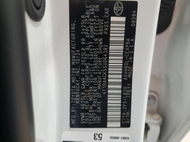 4T1DAACK5SU064382 - 2025 TOYOTA CAMRY XSE თეთრი ფოტო 12