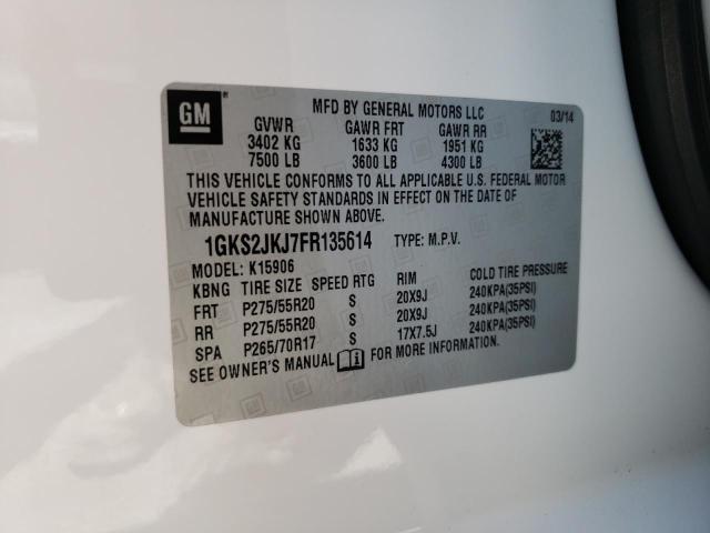 1GKS2JKJ7FR135614 - 2015 GMC YUKON XL DENALI WHITE photo 13