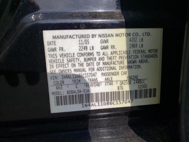 1N4AL11D86C157047 - 2006 NISSAN ALTIMA S BLACK photo 12