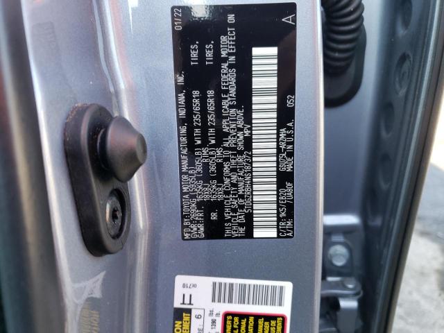5TDGZRBH4NS187372 - 2022 TOYOTA HIGHLANDER XLE SILVER photo 12