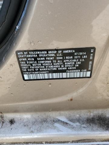 1VWAT7A39FC009877 - 2015 VOLKSWAGEN PASSAT S 金色 照片 12