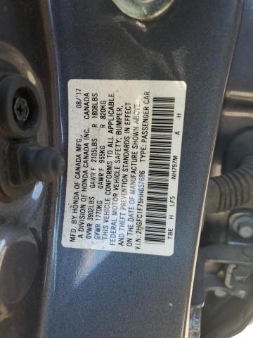 2HGFC1F75HH657686 - 2017 HONDA CIVIC EXL CHARCOAL photo 12