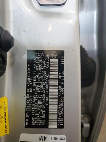 4T1BF3EK3BU735792 - 2011 TOYOTA CAMRY BASE 灰色 照片 12