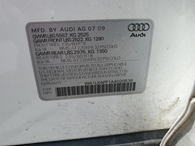 WA1LKAFP1AA020538 - 2010 AUDI Q5 PREMIUM PLUS WHITE photo 13