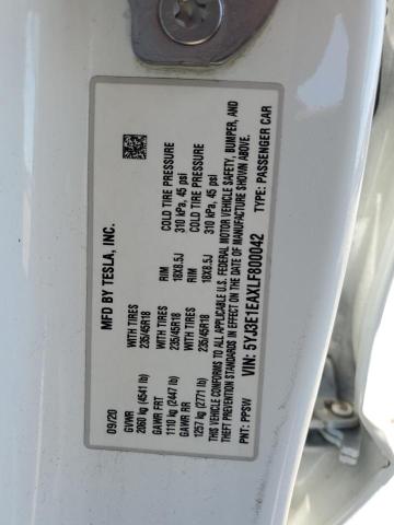 5YJ3E1EAXLF800042 - 2020 TESLA MODEL 3 WHITE photo 12