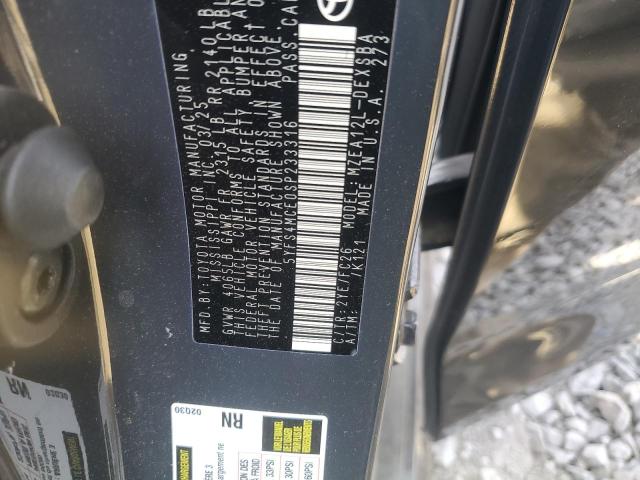 5YFS4MCE0SP233316 - 2025 TOYOTA COROLLA SE CHARCOAL photo 12