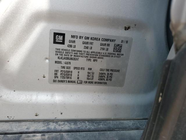 KL4CJASB9JB635247 - 2018 BUICK ENCORE PREFERRED 银色 照片 13