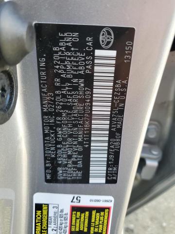 4T1T11BK7PU094097 - 2023 TOYOTA CAMRY SE NIGHT SHADE SILVER photo 12