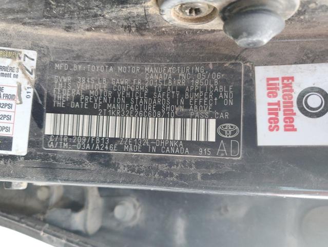 2T1KR32E26C608710 - 2006 TOYOTA COROLLA MA XR BLACK photo 12