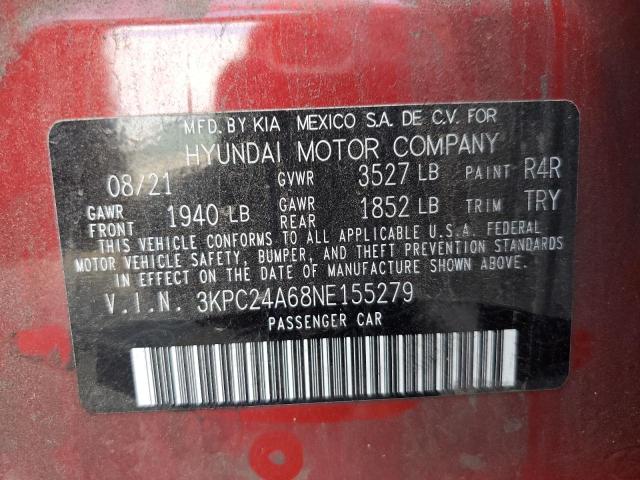 3KPC24A68NE155279 - 2022 HYUNDAI ACCENT SE RED photo 13