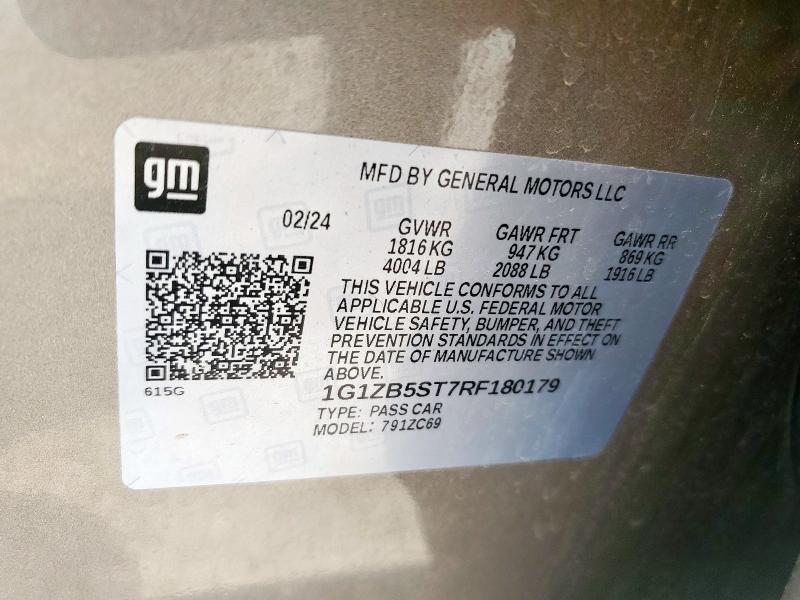 1G1ZB5ST7RF180179 - 2024 CHEVROLET MALIBU LS TAN photo 12