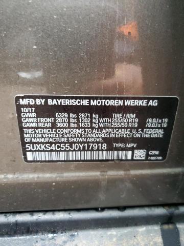 5UXKS4C55J0Y17918 - 2018 BMW X5 XDRIVE35D Kahverengi fotoğraf 10