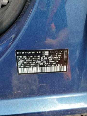 3VWN57BU6KM114386 - 2019 VOLKSWAGEN JETTA S BLUE photo 12