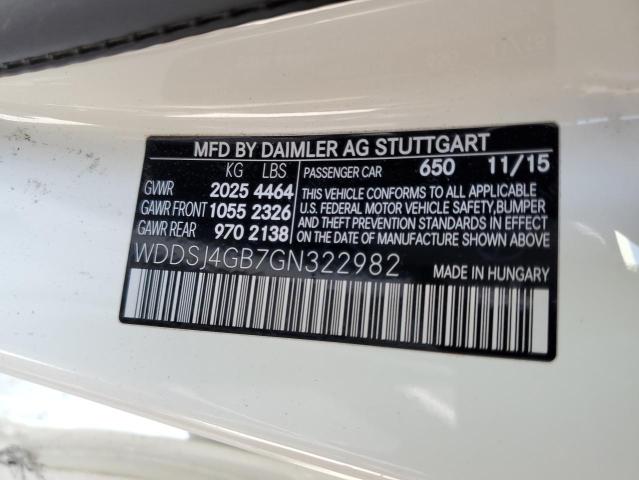 WDDSJ4GB7GN322982 - 2016 MERCEDES-BENZ CLA 250 4MATIC WHITE photo 12