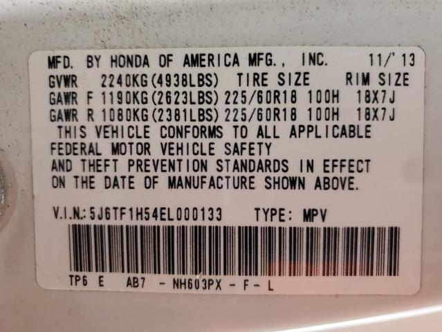 5J6TF1H54EL000133 - 2014 HONDA CROSSTOUR EXL თეთრი ფოტო 12