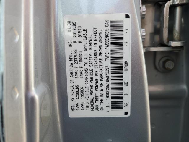 1HGCP26418A073397 - 2008 HONDA ACCORD LXP SILVER photo 13