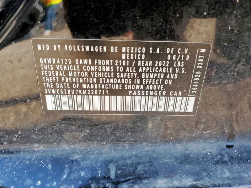 3VWC57BU7KM220711 - 2019 VOLKSWAGEN JETTA S 黑色 照片 13