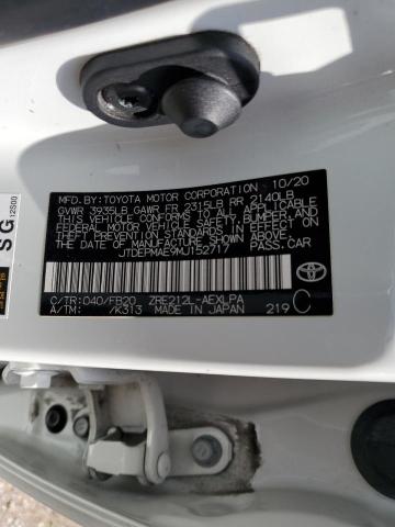 JTDEPMAE9MJ152717 - 2021 TOYOTA COROLLA LE WHITE photo 12