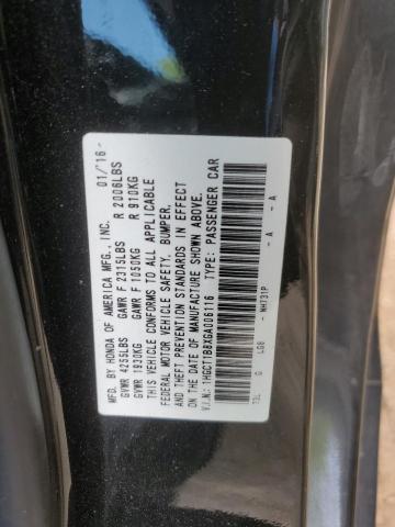 1HGCT1B8XGA006116 - 2016 HONDA ACCORD EXL BLACK photo 12