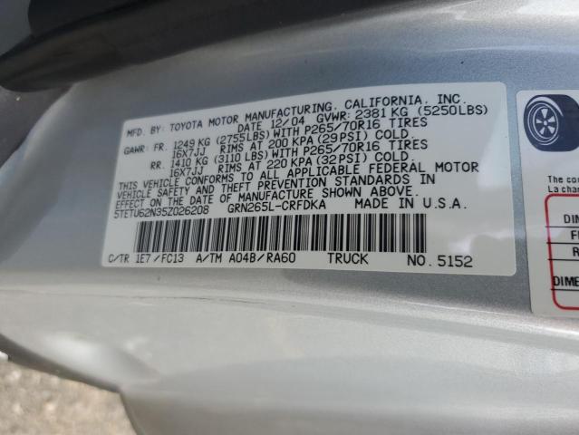 5TETU62N35Z026208 - 2005 TOYOTA TACOMA PRERUNNER ACCESS CAB SILVER photo 12