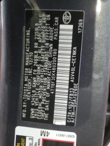 4T1BF3EK4BU200180 - 2011 TOYOTA CAMRY BASE Сірий фото 12