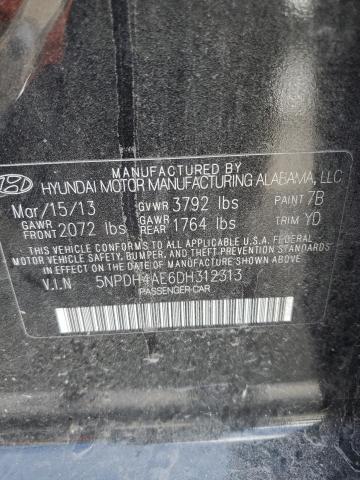 5NPDH4AE6DH312313 - 2013 HYUNDAI ELANTRA GLS BLACK photo 12