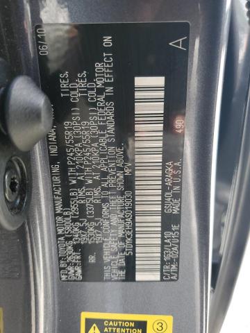 5TDYK3EH9AS019030 - 2010 TOYOTA HIGHLANDER LIMITED GRAY photo 13