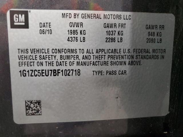 1G1ZC5EU7BF102718 - 2011 CHEVROLET MALIBU 1LT 灰色 照片 12