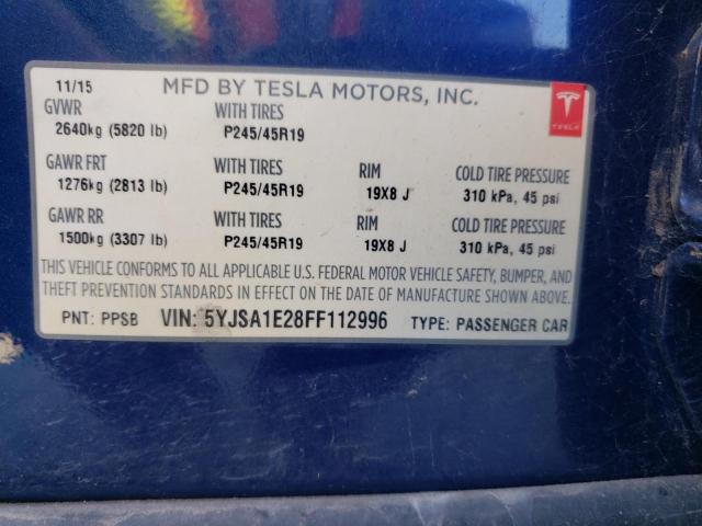 5YJSA1E28FF112996 - 2015 TESLA MODEL S Mavi foto 13