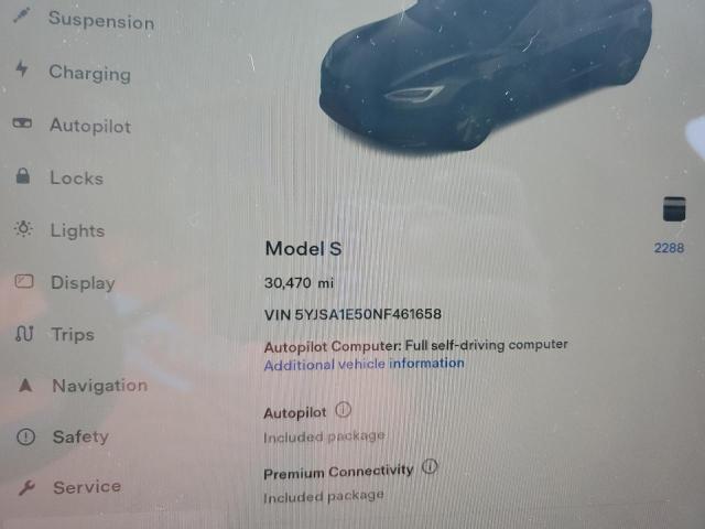 5YJSA1E50NF461658 - 2022 TESLA MODEL S Սև լուսանկար 9