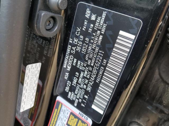 3KPA24AD8PE622211 - 2023 KIA RIO LX BLACK photo 12