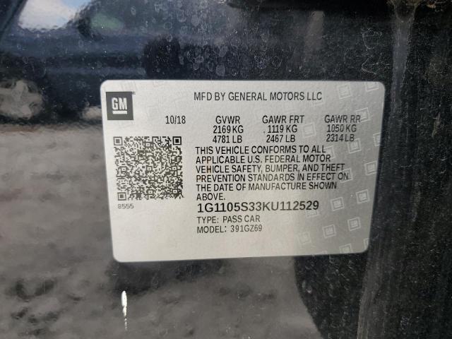 1G1105S33KU112529 - 2019 CHEVROLET IMPALA PREMIER Qara foto 12