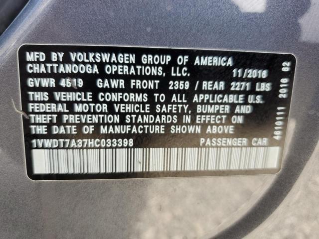 1VWDT7A37HC033398 - 2017 VOLKSWAGEN PASSAT R-LINE Boz foto 12