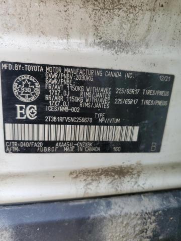 2T3B1RFV5NC256670 - 2022 TOYOTA RAV4 LE WHITE photo 13